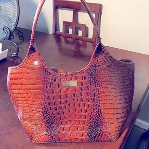 Brahmin Large Crocodile Tote Brown